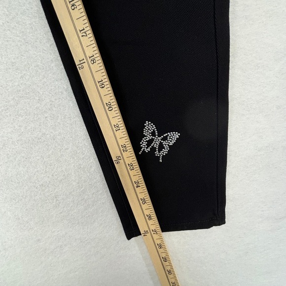 PacSun Butterfly Slim Jeans Black Rhinestone Ultra High Rise Women's Size‎ 23 - Picture 12 of 16
